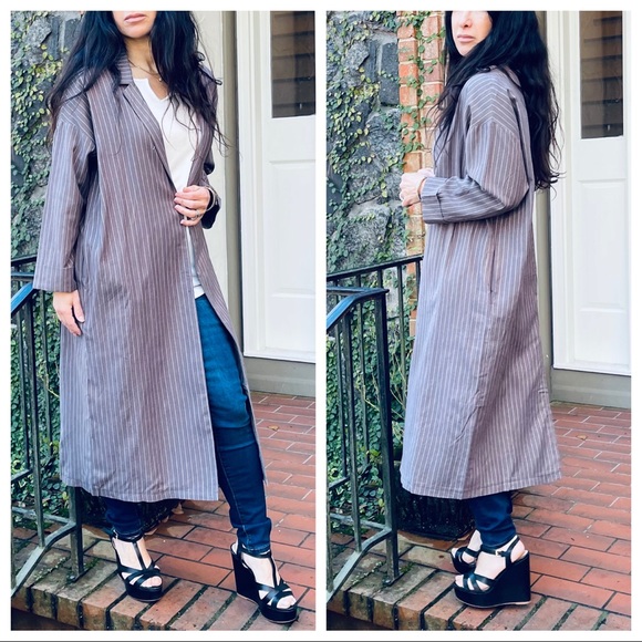 #06 LAST ONE Chic stripes trench coat with pockets - Picture 2 of 10
